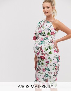 Платье миди на одно плечо с цветочным принтом ASOS DESIGN Maternity-Мульти