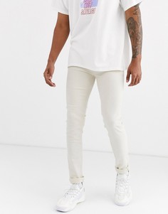 Серо-бежевые джинсы скинни ASOS DESIGN-Белый