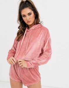 Велюровый худи для дома ASOS DESIGN-Розовый