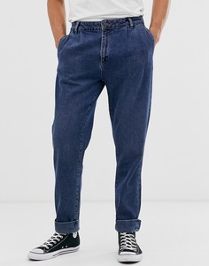 Темно-синие джинсы с двойными складками ASOS DESIGN-Синий
