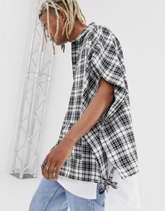 Черно-белая oversize-рубашка в клетку ASOS DESIGN-Красный