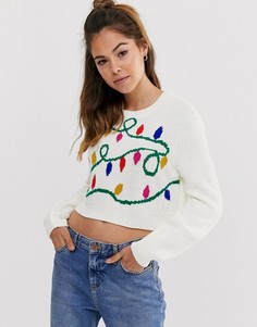 Джемпер с узором новогодних огней ASOS DESIGN-Мульти
