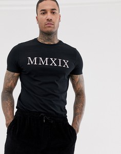 Футболка с принтом римских цифр ASOS DESIGN-Черный