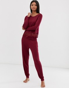 Пижамные брюки с кромкой манжетом Pour Moi-Красный