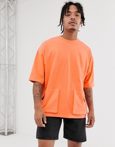 Футболка-oversize из плотного трикотажа в стиле милитари с рукавами до локтя ASOS DESIGN-Оранжевый