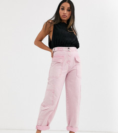 Розовые брюки с эффектом кислотной стирки ASOS DESIGN Petite-Розовый