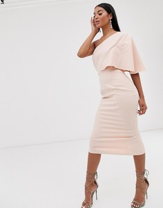 Розовое платье миди на одно плечо Pretty Lavish-Розовый