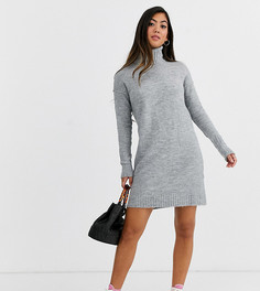 Серое платье с отворачивающимся воротником Vero Moda Petite-Серый
