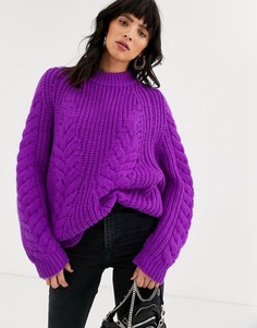 Oversize-джемпер с вязкой косами ASOS DESIGN premium-Фиолетовый