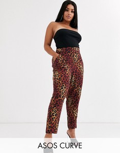 Широкие брюки с леопардовым принтом ASOS DESIGN Curve-Мульти