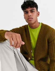 Кардиган хаки плотной вязки ASOS DESIGN-Зеленый