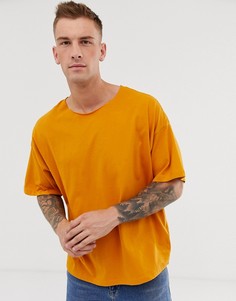 Коричневая oversize-футболка из органического хлопка с необработанным вырезом ASOS DESIGN-Коричневый