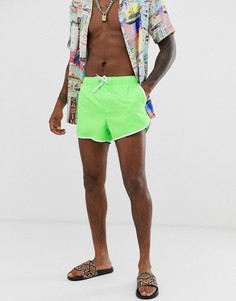 Неоново-зеленые шорты для плавания ASOS DESIGN-Зеленый