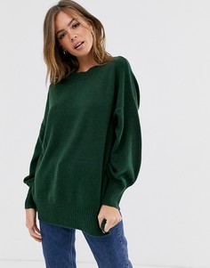 Пушистый oversize-джемпер из переработанных материалов с пышными рукавами ASOS DESIGN-Зеленый
