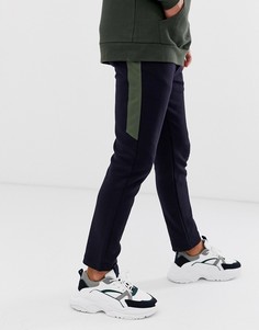 Темно-синие джоггеры из пике с контрастными вставками River Island-Темно-синий