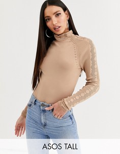 Боди с ажурными рукавами ASOS DESIGN Tall-Белый