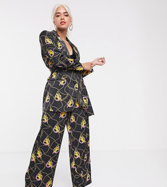 Брюки с широкими штанинами и принтом в виде лошадей ASOS DESIGN Petite-Мульти