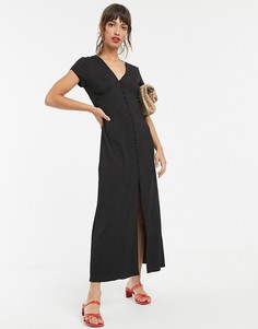 Чайное платье макси с пуговицами Vero Moda-Черный