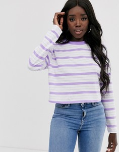 Укороченный свободный лонгслив в полоску ASOS DESIGN-Мульти