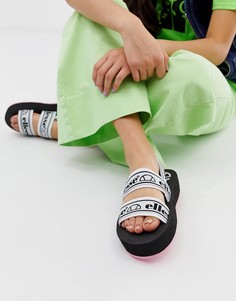 Черные сандалии на плоской платформе с ремешками и логотипом Ellesse - Giglio-Мульти