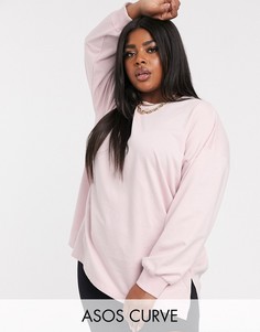 Сиреневый легкий oversize-свитшот с разрезами по бокам ASOS DESIGN Curve-Фиолетовый