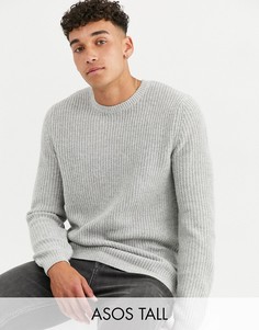 Серый плотный джемпер в рубчик ASOS DESIGN Tall