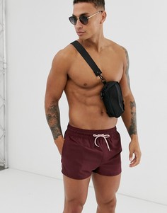 Темно-бордовые короткие шорты для плавания ASOS DESIGN-Красный