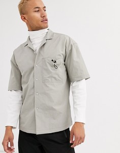 Свободная рубашка с фиксатором на кармане ASOS WHITE-Серый