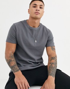 Темно-серая футболка с вафельной текстурой Burton Menswear-Серый