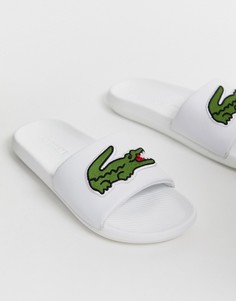 Белые шлепанцы с большим логотипом Lacoste-Белый