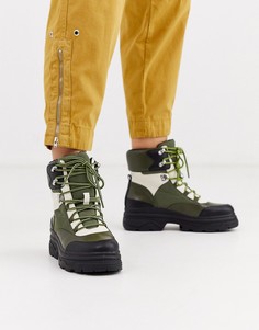 Ботинки на шнуровке ASOS DESIGN-Зеленый