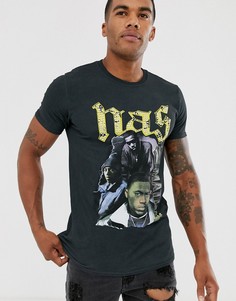 Футболка с принтом \Nas\" River Island-Черный