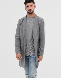 Серое пальто с добавлением шерсти Only & Sons-Серый