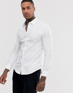 Белая хлопковая рубашка узкого кроя Armani Exchange-Белый