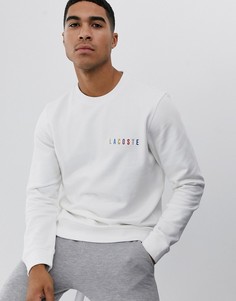 Белый свитшот с разноцветным текстовым логотипом Lacoste