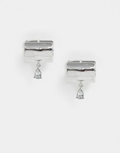 Серебристые серьги-кольца с кристаллами ASOS DESIGN-Серебряный