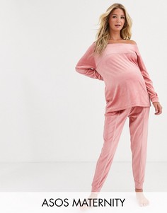 Велюровые джоггеры ASOS DESIGN Maternity-Розовый