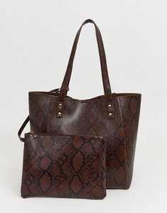 Сумка-шоппер со съемным чехлом для планшета ASOS DESIGN-Коричневый