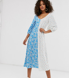 Эксклюзивное платье миди со смешанным принтом ASOS DESIGN Tall-Мульти