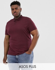 Бордовое трикотажное поло из органического хлопка ASOS DESIGN Plus-Красный