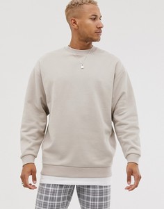Коричневый свободный свитшот со вставкой на нижней кромке ASOS DESIGN