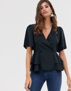 Блузка с рукавами клеш ASOS DESIGN-Бесцветный