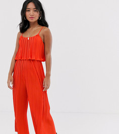 Красный плиссированный комбинезон River Island Petite