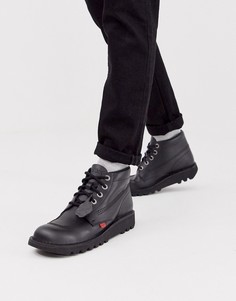 Черные кожаные высокие ботинки Kickers-Черный