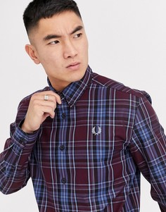 Бордовая рубашка в клетку с воротником на пуговицах Fred Perry-Красный