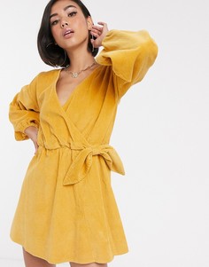 Свободное вельветовое платье мини ASOS DESIGN - marigold-Оранжевый