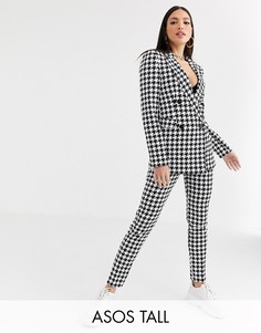 Монохромный пиджак с узором \гусиная лапка\" ASOS DESIGN Tall-Мульти