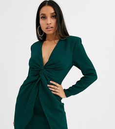 Платье мини с перекрученной отделкой ASOS DESIGN Petite-Зеленый