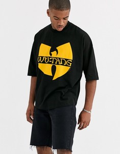 Плотная oversize-футболка с цветочным принтом ASOS DESIGN Wu Tang-Черный