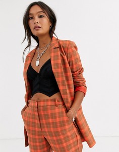 Оранжевый пиджак в клетку ASOS DESIGN-Мульти